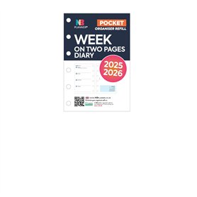 Recharge pour agenda scolaire 2025/26 - Format de poche - Semaine sur deux pages - Compatible avec Filofax - Mensuel/hebdomadair
