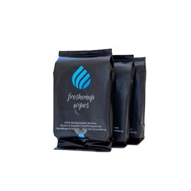 Lingettes corporelles désodorisantes Freshenup pour adultes. 100% biodégradables en bambou avec de l'huile d'arbre à thé. Parfai