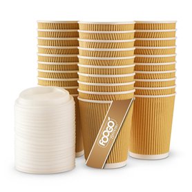 FOOGO Green Lot de 25 gobelets à café jetables en papier avec couvercles