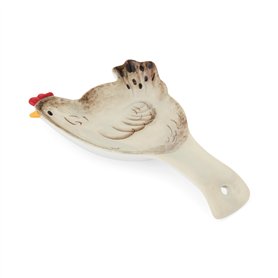 Cooksmart Hen House Lane Grand repose-cuillère | Porte-ustensiles de cuisine de ferme britannique | Repose-cuillère en grès en f