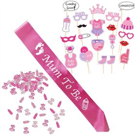 Bebe Fille Baby Shower Deco et Décoration pour Future Maman. Mum to Be Echarpe Fuchsia Rose