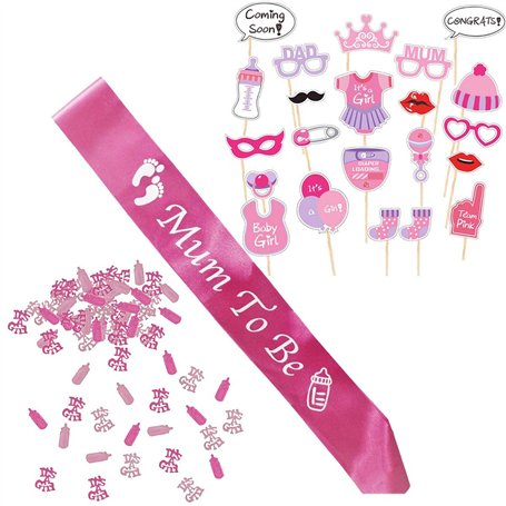 Bebe Fille Baby Shower Deco et Décoration pour Future Maman. Mum to Be Echarpe Fuchsia Rose