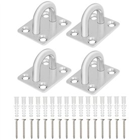 BELLE VOUS Crochet Suspension Plafond M8 en Inox avec Vis (Lot de 4) - Plaque Oblongue Rectangulaire Robuste avec Crochet Mural