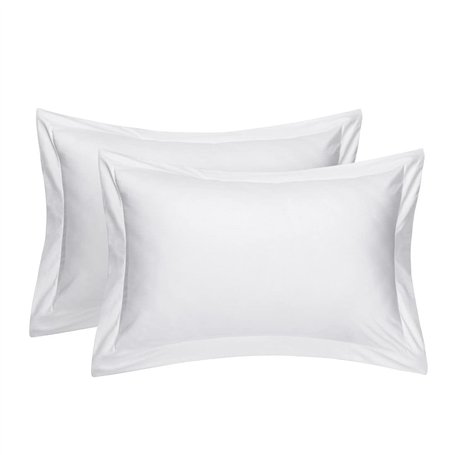 Lot de 2 taies d'oreiller Oxford blanches | Housses de coussin standard 50 x 75 cm | 400 fils au pouce carré 100 % coton égyptie