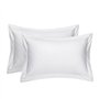 Lot de 2 taies d'oreiller Oxford blanches | Housses de coussin standard 50 x 75 cm | 400 fils au pouce carré 100 % coton égyptie