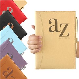 Carnet d'adresses - Répertoire A à Z - Couverture rigide avec stylo - Format A5 (Doré)