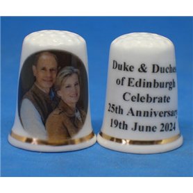 Birchcroft Dé à coudre en porcelaine de collection – Duc d'Édimbourg 25e anniversaire – Boîte dôme