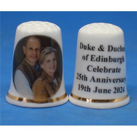 Birchcroft Dé à coudre en porcelaine de collection – Duc d'Édimbourg 25e anniversaire – Boîte dôme