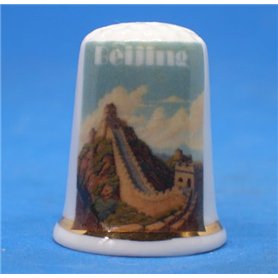 Birchcroft Dé à coudre de collection en porcelaine – Grande Muraille de Chine – Affiche de voyage – avec boîte de présentation