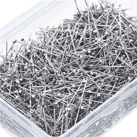 JKG® Lot de 600 épingles de couture droites pour couture de vêtements en satin - Boîte en plastique