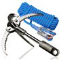 QUADPALM Grappin et corde de 10 m – Crochet de survie multifonction robuste – Corde d'escalade – 4 griffes pliables en acier ino