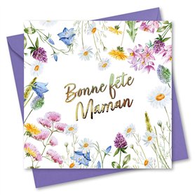 Absolutely Yours Carte de fête des Mères pour maman. Motif « Fleurs ». Carte avec enveloppe assortie (150 x 150 mm