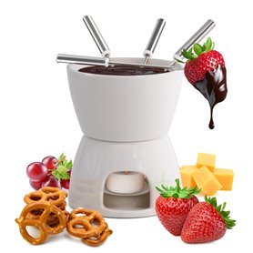joeji's Kitchen Fondue Chocolat Bougie avec poelon Bougie et fourchettes Mini Fondue Chocolat Bougie chauffé pa Une Bougie à réc