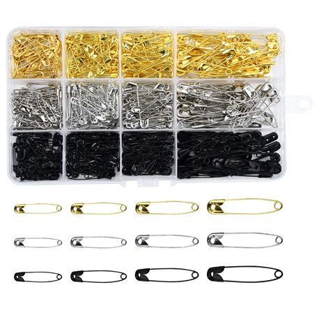AvoDovA 540PCS Épingles à Nourrice Noir Argent et Or