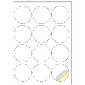 Creavvee 12 étiquettes rondes feuille 25 feuilles A4 imprimables papier autocollant blanc pour imprimantes laser/jet d'encre fab