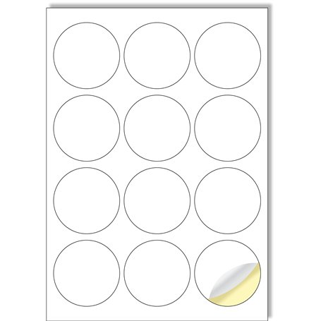 Creavvee 12 étiquettes rondes feuille 25 feuilles A4 imprimables papier autocollant blanc pour imprimantes laser/jet d'encre fab