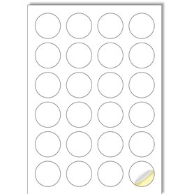 Creavvee 24 étiquettes rondes feuille 25 feuilles A4 imprimables papier autocollant blanc pour imprimantes laser/jet d'encre fab
