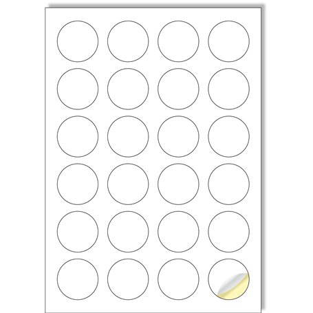 Creavvee 24 étiquettes rondes feuille 25 feuilles A4 imprimables papier autocollant blanc pour imprimantes laser/jet d'encre fab