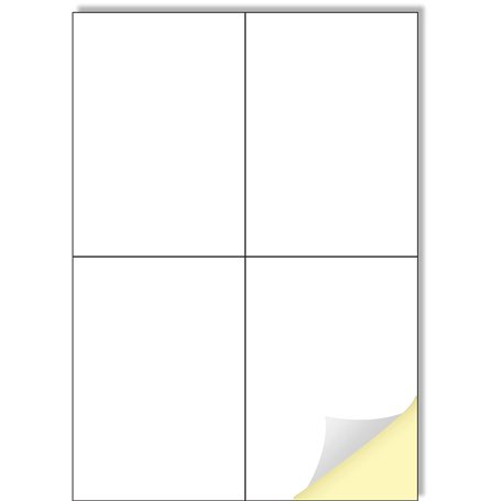 Creavvee Lot de 4 autocollants par feuille - 25 feuilles A4 - Papier autocollant blanc imprimable pour imprimantes laser et jet