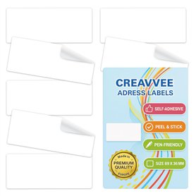 Creavvee® Lot de 175 étiquettes d'adresse autocollantes blanches 89 mm x 36 mm - Faciles à écrire - Adhésif puissant