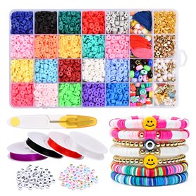 Yuknees Perles Heishi 5200Pcs Perle Plate Kit Perle pour Bracelet avec Perles Lettres Alphabet Perles pour Bijoux Collier Boucle