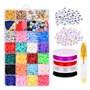 Yuknees Perles Heishi 5200Pcs Perle Plate Kit Perle pour Bracelet avec Perles Lettres Alphabet Perles pour Bijoux Collier Boucle