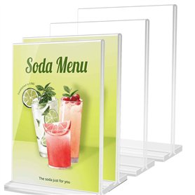 4Pcs Présentoir de Table A4 Acrylique Double d'annonce Porte Affiche avec Base Support de Panneau Plexi Presentoir en Verre Acry