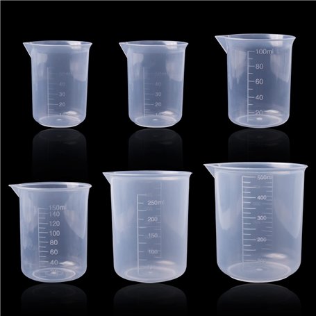 Pinsheng Lot de 6 Bécher Gradué en Plastique 50ml-500ml