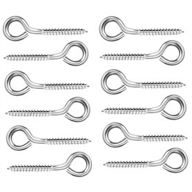 BELLE VOUS Crochets à Vis en Acier Inoxydable (Lot de 12) - Vis Oeillet M6 Robuste de 8 cm - Crochets Métalliques Autoperceurs p