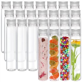 Kurtzy Tubes à Essai Plastique Transparent avec Bouchon à Vis et Brosse de Nettoyage (25 Pcs) 125 ml - Eprouvettes Réutilisables