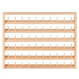 Kurtzy Support Bobine en Bois Mural 60 Bobines - Stand Organisateur avec Crochets Muraux - Debout ou Suspendu - Porte Bobine en