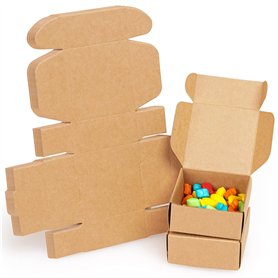 Belle Vous (Lot de 50) Boite Cadeau Marron - Boite Papier Kraft Carrée de 5