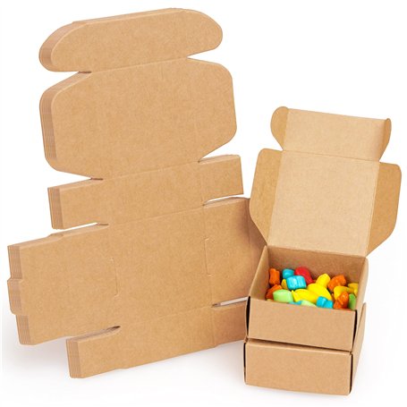 Belle Vous (Lot de 50) Boite Cadeau Marron - Boite Papier Kraft Carrée de 5