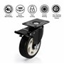 Kurtzy (Lot de 4) Roulettes Pivotantes Noir - Roulette Meuble de 100 mm avec Roues en Caoutchouc, Vis, Freins et Plaques en Méta