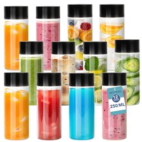 HEFTMAN Lot de 12 bouteilles sensorielles vides de 250 ml avec couvercles à visser noirs