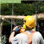 BLOSTM Casque de sécurité pour tronçonneuse avec visière, casque de tronçonneuse jaune avec visière de sécurité, cache-oreilles 