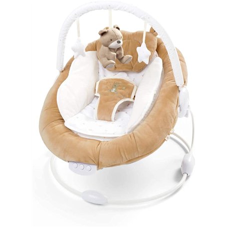 Ladida Bascule rembourrée au design d'ours en peluche marron avec vibrations apaisantes