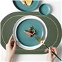 4PCS Set de Table PU, Lavable Antidérapant Imperméable Résistant à la Chaleur Ovales Set de Table, Sets de Table Lavable Double 