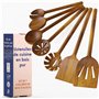 Ustensiles de Cuisine en Bois Non Toxiques – Lot de 7 Cuillères et Spatules en Acacia
