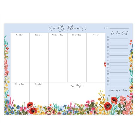 Making Meadows Bloc-notes A4 à déchirer avec emploi du temps quotidien et liste de choses à faire | 50 feuilles non datées et pa