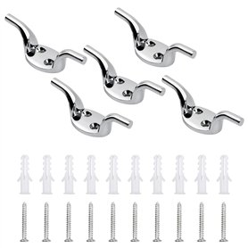 5 Pièces Crochet de Taquet Taquets D'amarrage Crochet de Corde de Mât Taquet Crochet Aveugle avec vis Bouchons en Plastique pour