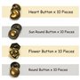 40 Pièces Boutons Métalliques Boutons de Manteau Vintage Or Bouton Décoratif de Veste Bouton de Couture pour Vêtements DIY Craft