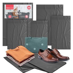 Lot de 50 sacs postaux gris assortis avec fermeture autocollante pour vêtements