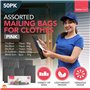 Lot de 50 sacs postaux gris assortis avec fermeture autocollante pour vêtements, sacs postaux vintage de tailles mixtes pour emb