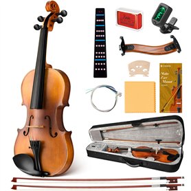 CAHAYA Ensemble Violon en Bois Massif: Violon 4/4 Fait Main avec Finition Mate