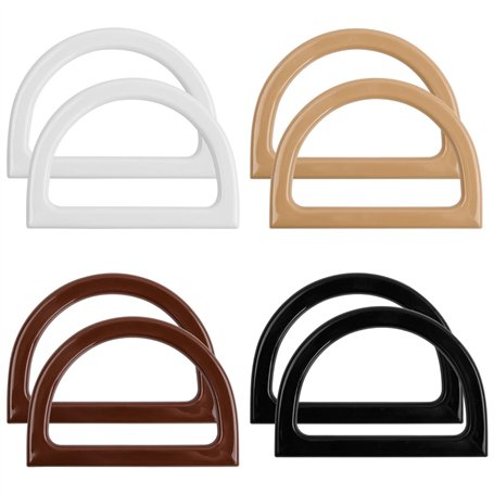Laughhe Poignées de Sac à Main en Forme de D 8 Pièces Anse pour Sac à Main Remplacement des Poignées de Sac Poignée de Sac à Mai