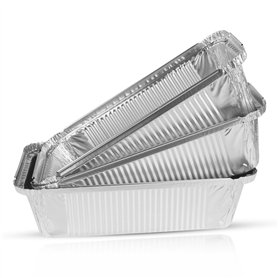 CHEF ROYALE Lot de 100 récipients jetables en aluminium avec couvercles – Taille n° 6A – Boîtes de conservation alimentaire – Id
