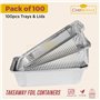 CHEF ROYALE Lot de 100 récipients jetables en aluminium avec couvercles – Taille n° 6A – Boîtes de conservation alimentaire – Id