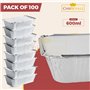 CHEF ROYALE Lot de 100 récipients jetables en aluminium avec couvercles – Taille n° 6A – Boîtes de conservation alimentaire – Id