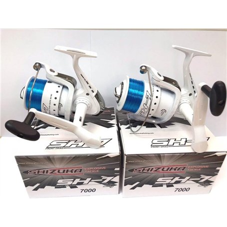 Shizuka SK7 70 SEA Lot de 2 grands moulinets pour pêche à la plage Blanc
